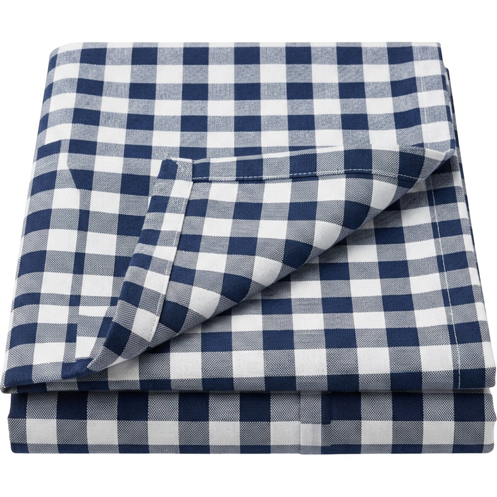 Bleot Checkered Cotton Tablecloth Navy 52 x 70 in