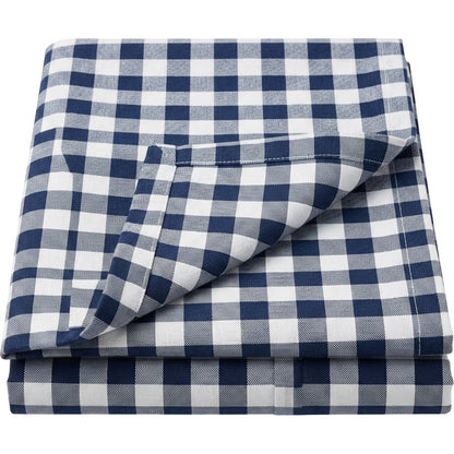 Bleot Checkered Cotton Tablecloth Navy 52 x 70 in