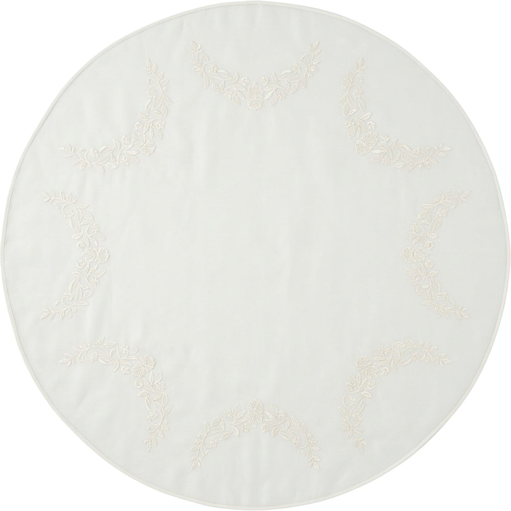 Bleot Tonal Embroidered Sheer Round Tablecloth 180 cm Ivory - Product view