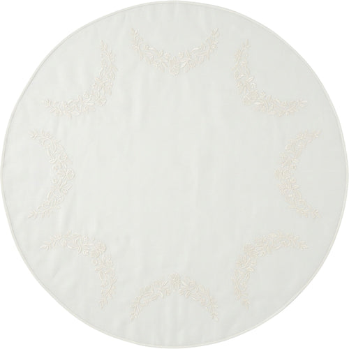 Bleot Tonal Embroidered Sheer Round Tablecloth 180 cm Ivory - Product view