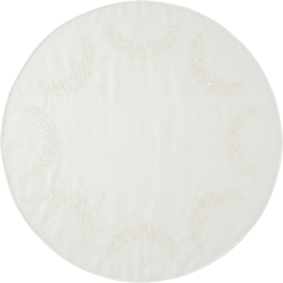 Bleot Tonal Embroidered Sheer Round Tablecloth 180 cm Ivory