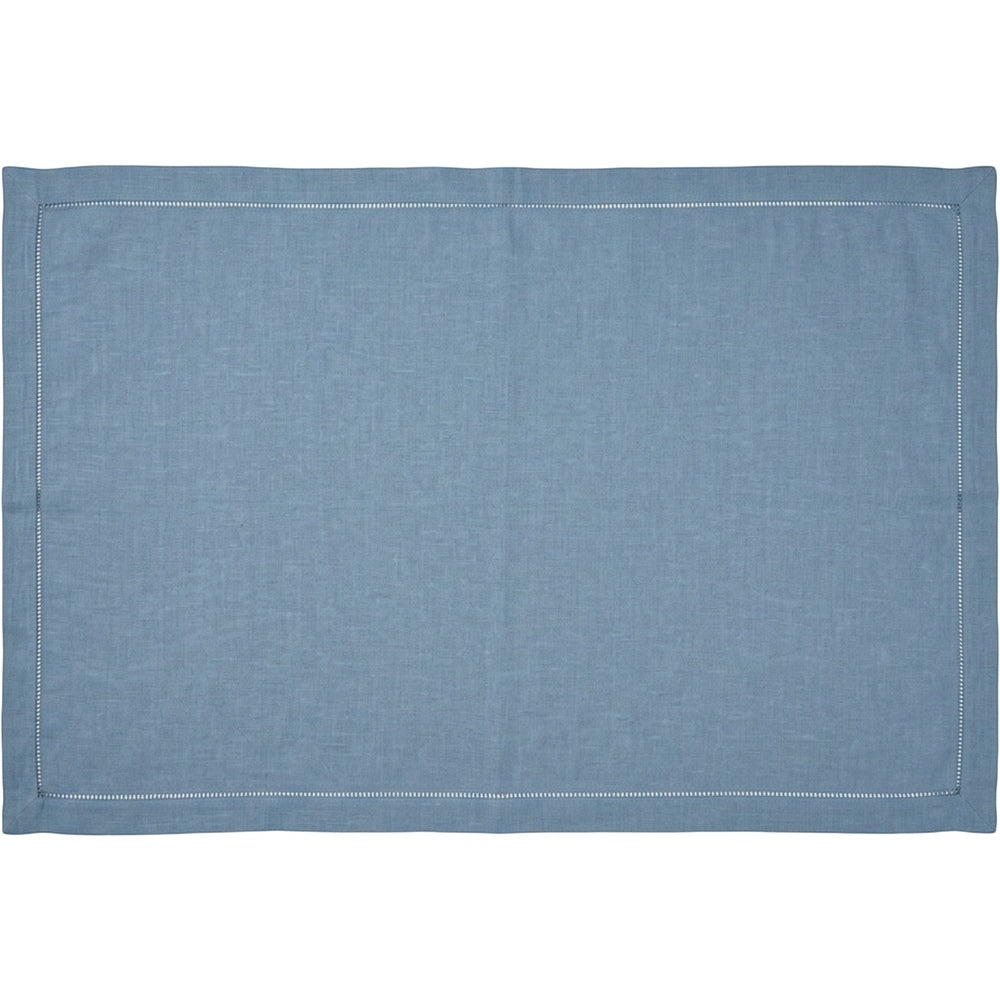 Bleot Washed Flax Linen Hemstitch Tablecloth 150 x 250 cm Dusty Blue - Product view