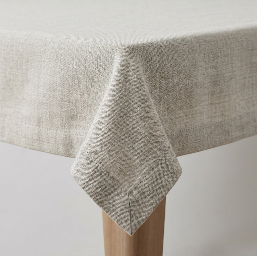 Bleot Linen Blend Tablecloth Oatmeal 60 x 84 in