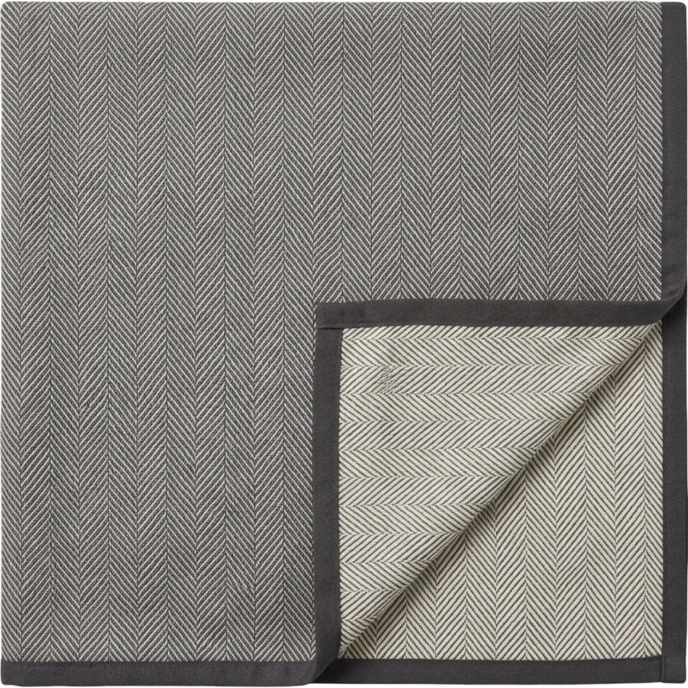 Bleot Reversible Cotton Herringbone Tablecloth 140 x 220 cm Charcoal Ivory - Product view