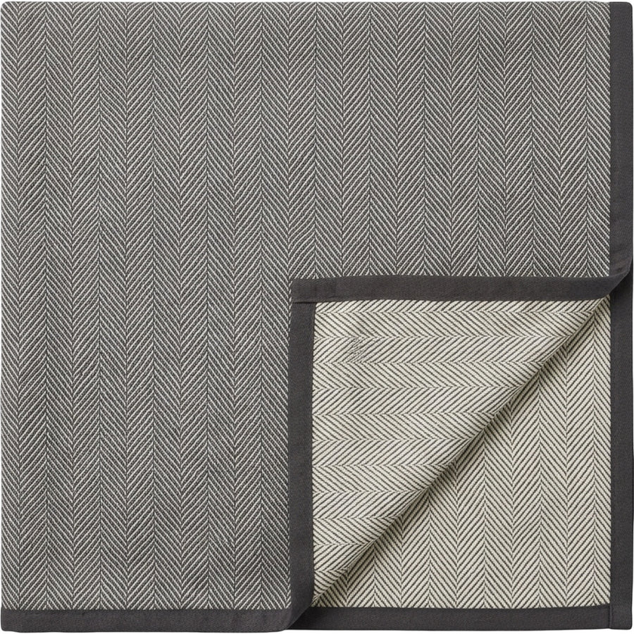 Bleot Reversible Cotton Herringbone Tablecloth 140 x 220 cm Charcoal Ivory