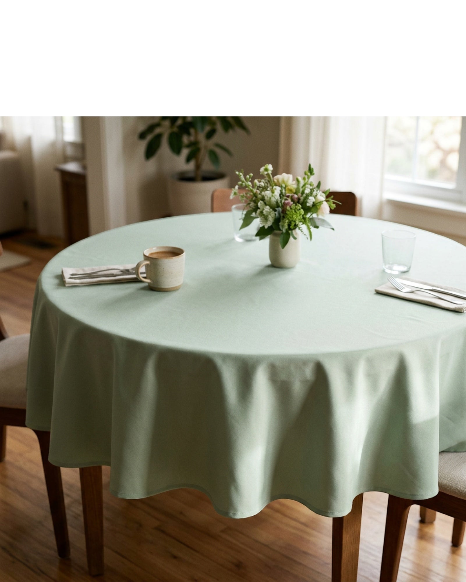 Bleot Waterproof Tablecloth Sage Round 60 in